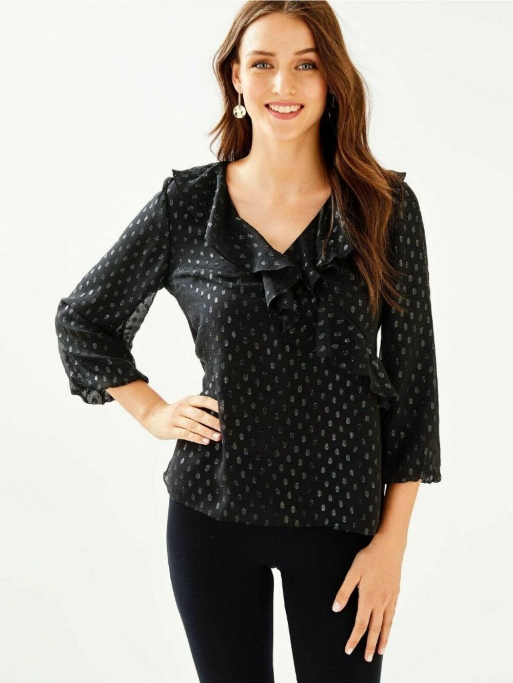 Lilly Pulitzer Olenna Onyx Silk Top Size M NWT